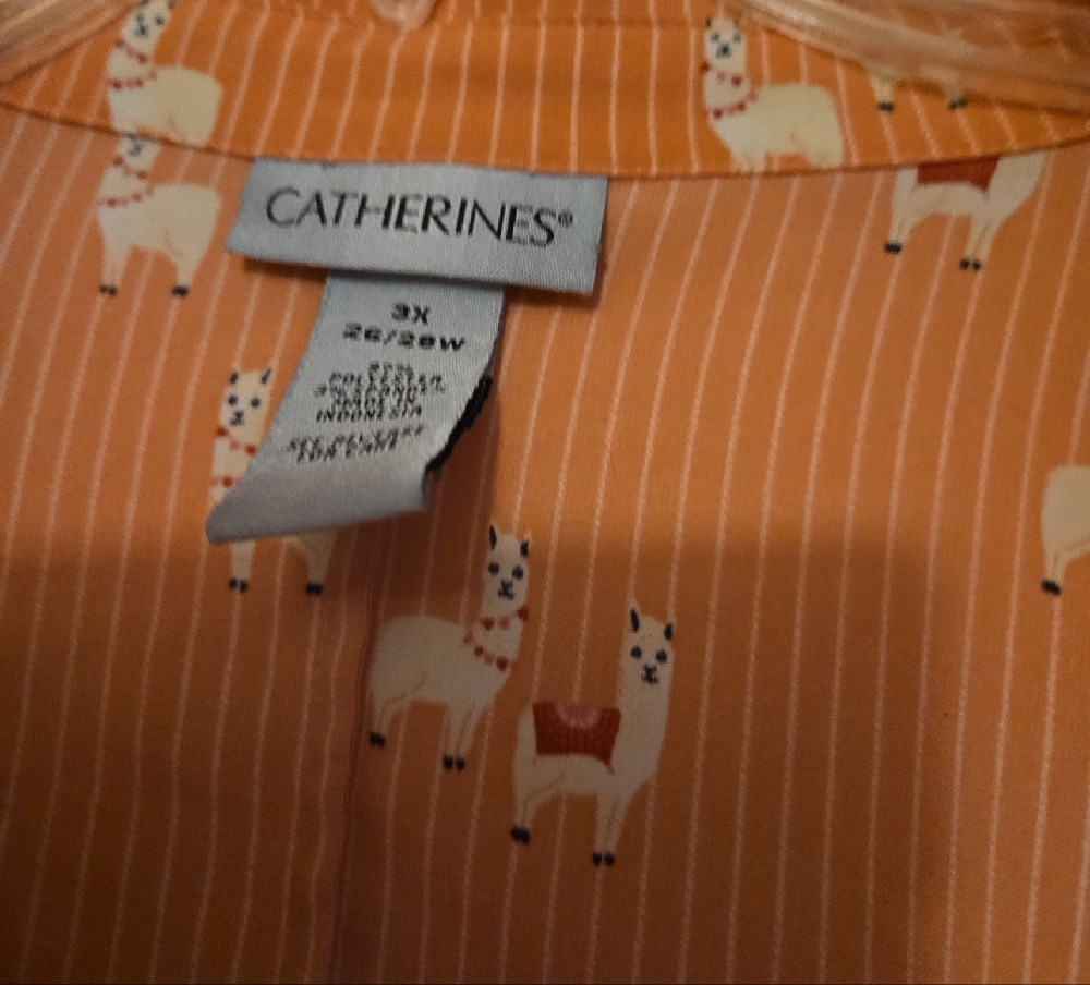 Orange Button-Up Shirt with Llama Print - Picture 2 of 3